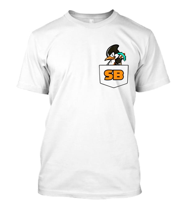 SB737 Penguin With Pickaxe Fake Pocket T-Shirt
