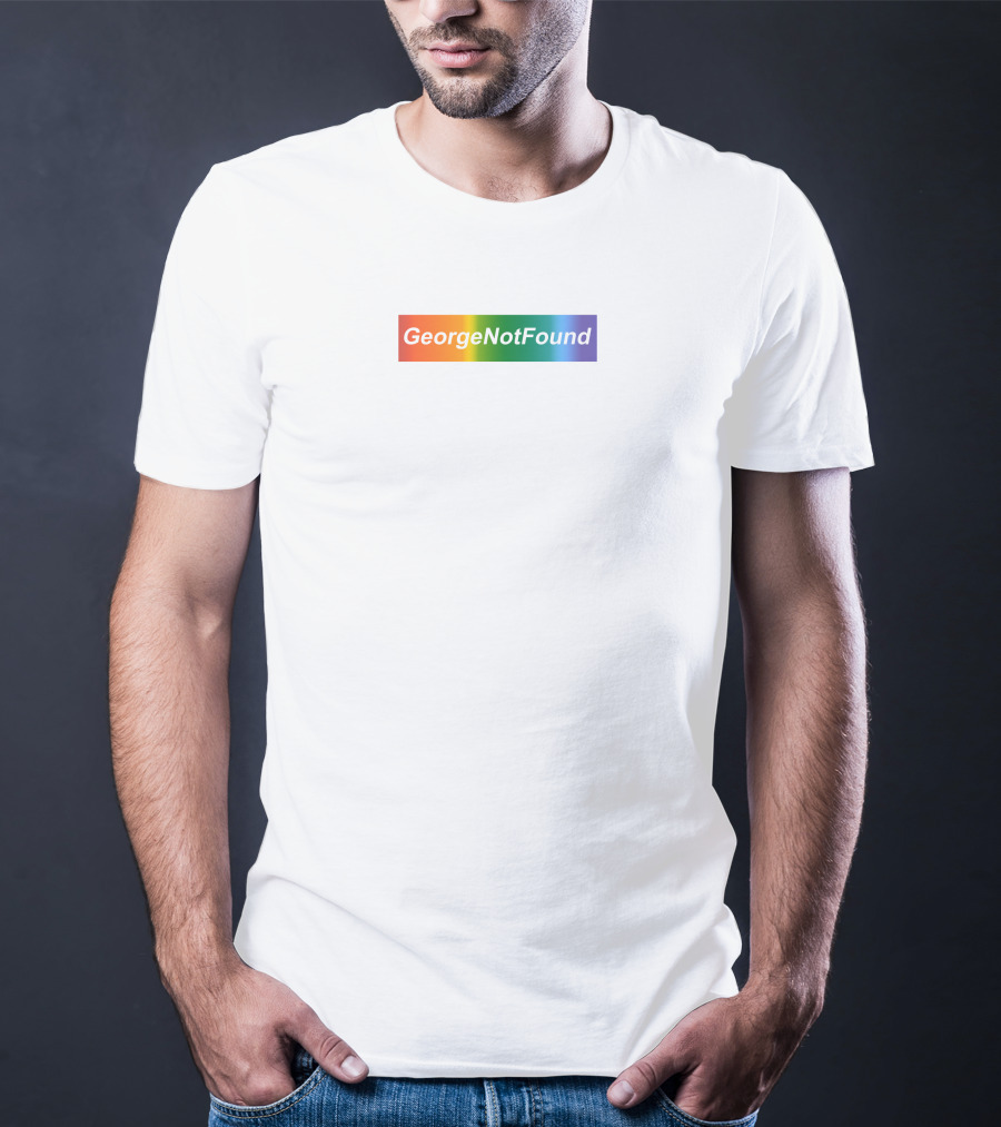 GeorgeNotFound Rainbow Pride Text With Colorful Gradient Background T-Shirt