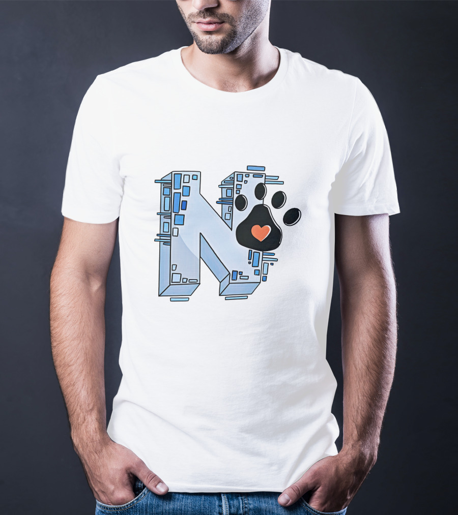 Noelle's Merch Store Initial N With Paw Print And Heart T-Shirt