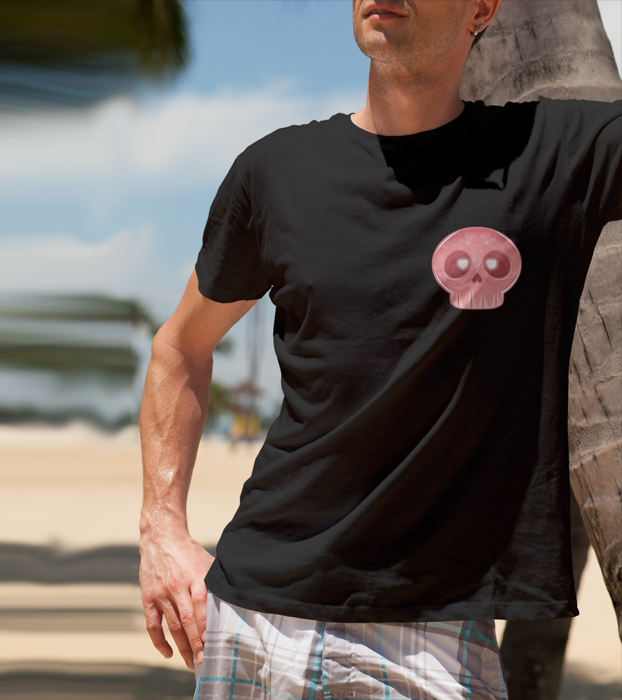 LukeIs Deaddd Pink Heart-Eyed Skull T-Shirt