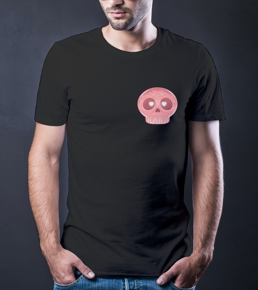 Shop The LukeIsDeaddd Merch Store Pink Heart-Eyed Skull T-Shirt