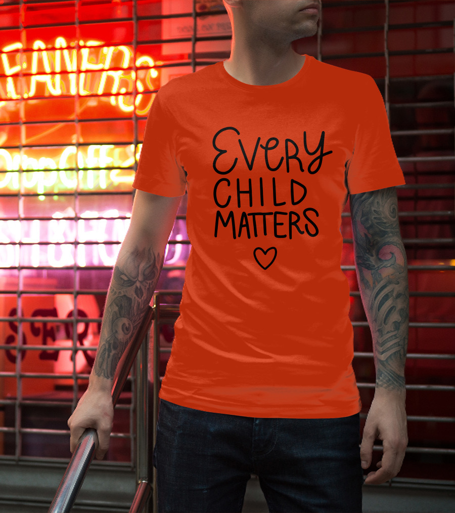 Every Child Matters Heart Symbol Orange Background T-Shirt