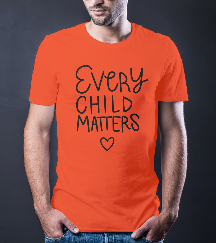 Every Child Matters Heart Symbol Orange Background T-Shirt