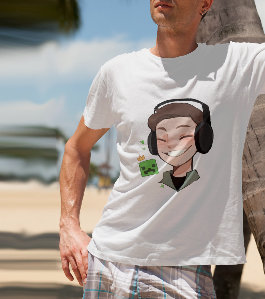 Awesamdude Creeper Man Merch Headphones Smiling Character T-Shirt