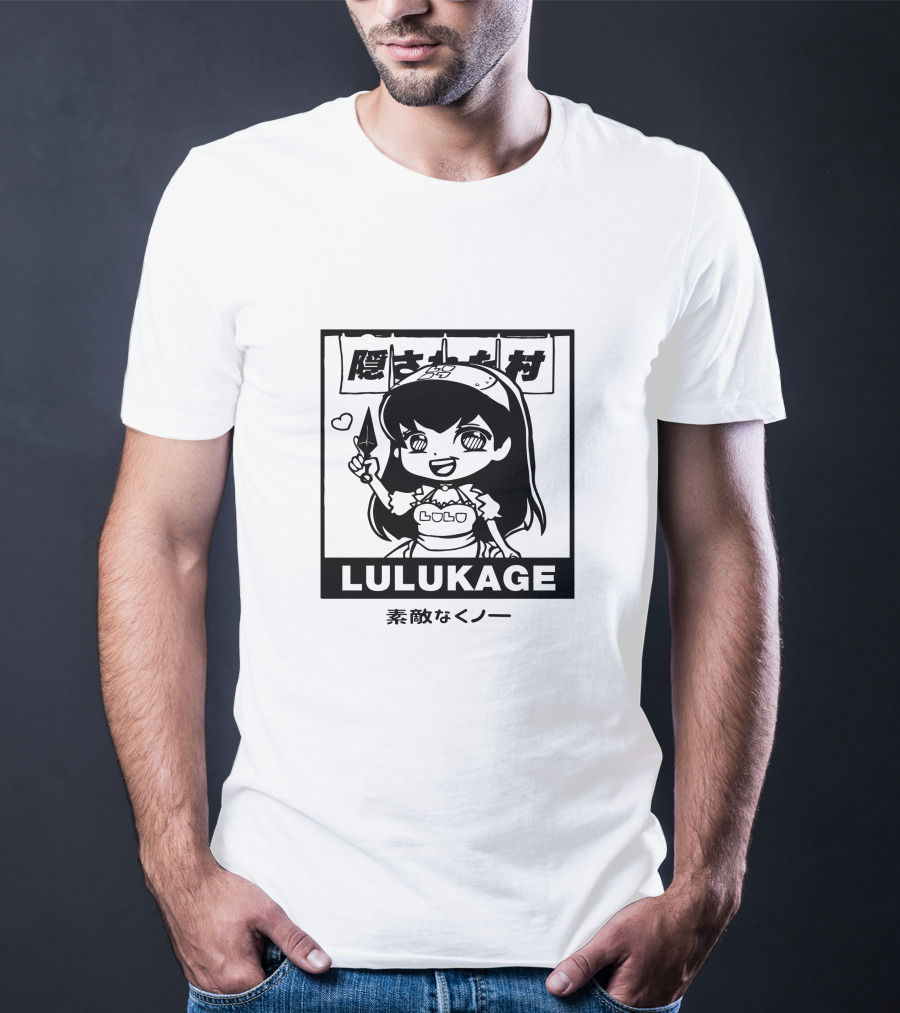 Lulukage Anime Character With Knife And Heart Symbol In Japanese T-Shirt