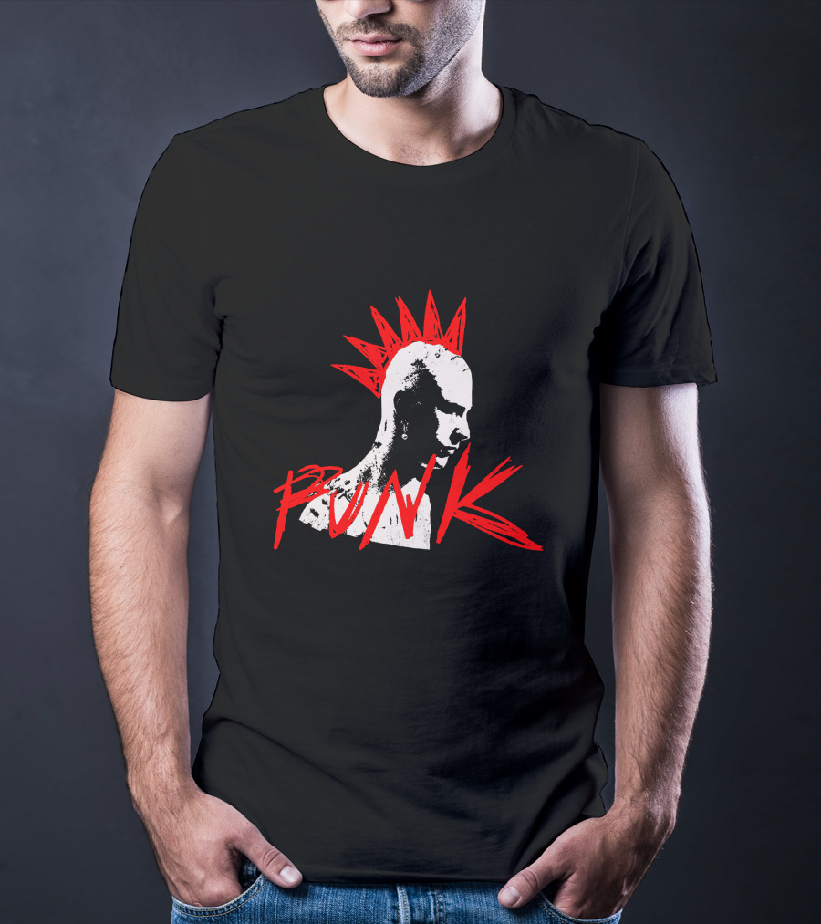 Blonde Don Punk MachineGunKelly Mohawk Red Spikes T-Shirt