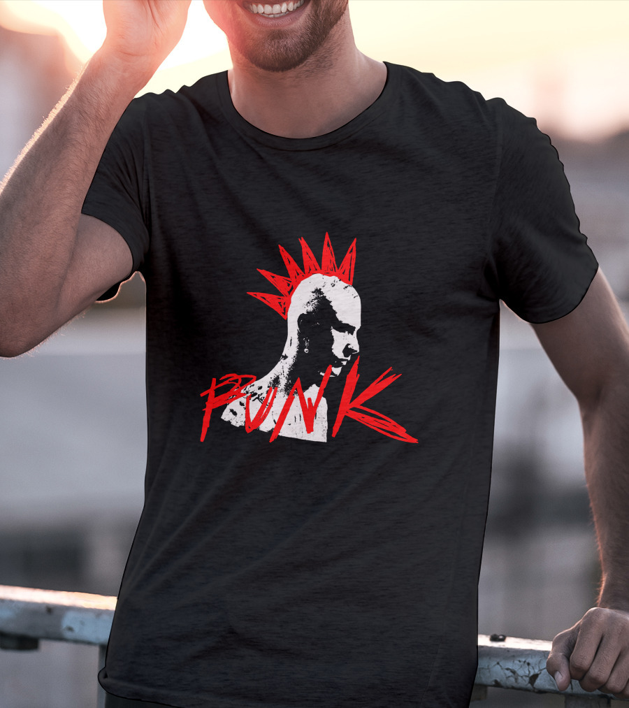 Blonde Don Punk MachineGunKelly Mohawk Red Spikes T-Shirt