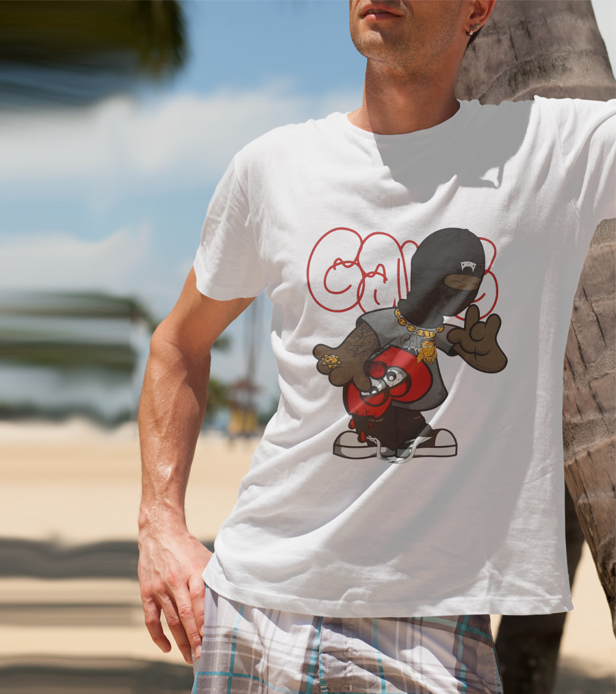 Ski Mask Heart GloGangWorldWide Cartoon Character With Chain And Tattoo T-Shirt