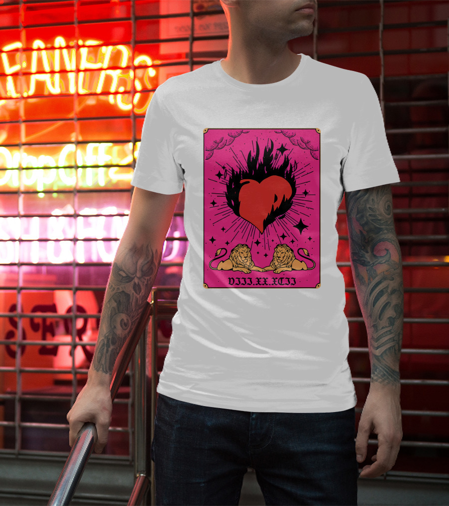 Demi Lovato Burning Heart Pink Lions VIII.XX.XCII T-Shirt