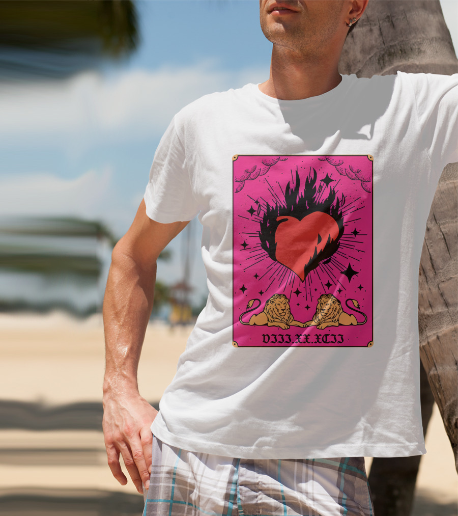 Demi Lovato Burning Heart Pink Lions VIII.XX.XCII T-Shirt
