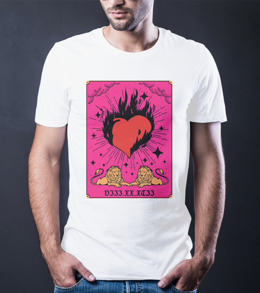 Demi Lovato Burning Heart Pink Lions VIII.XX.XCII T-Shirt