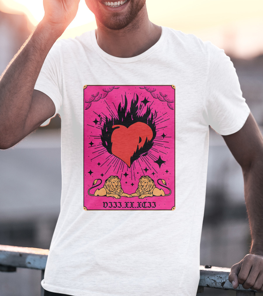 Demi Lovato Burning Heart Pink Lions VIII.XX.XCII T-Shirt