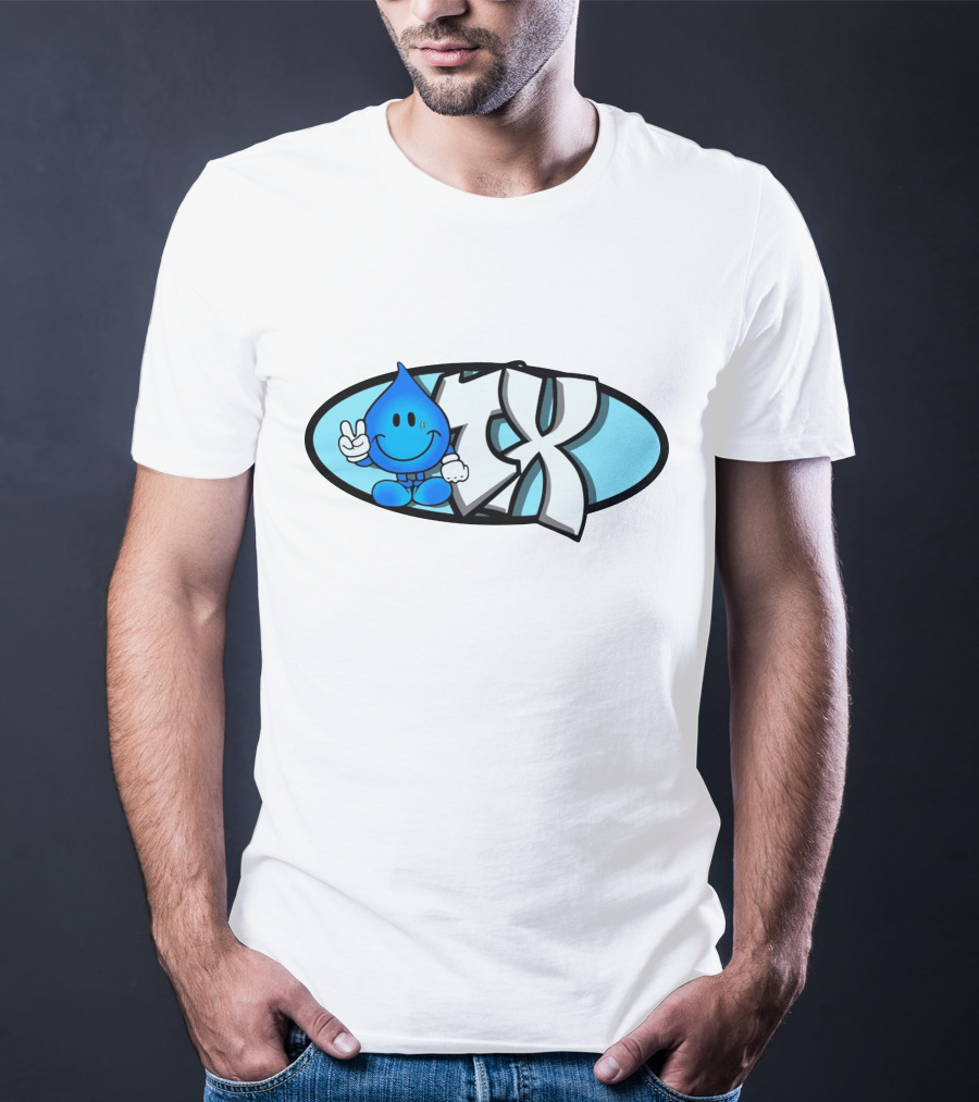 Ohgeesy 4X Blue Drip Smiling Character Peace Sign T-Shirt