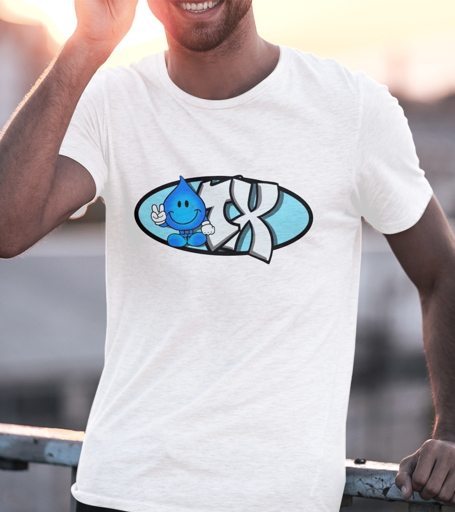 Ohgeesy 4X Blue Drip Smiling Character Peace Sign T-Shirt