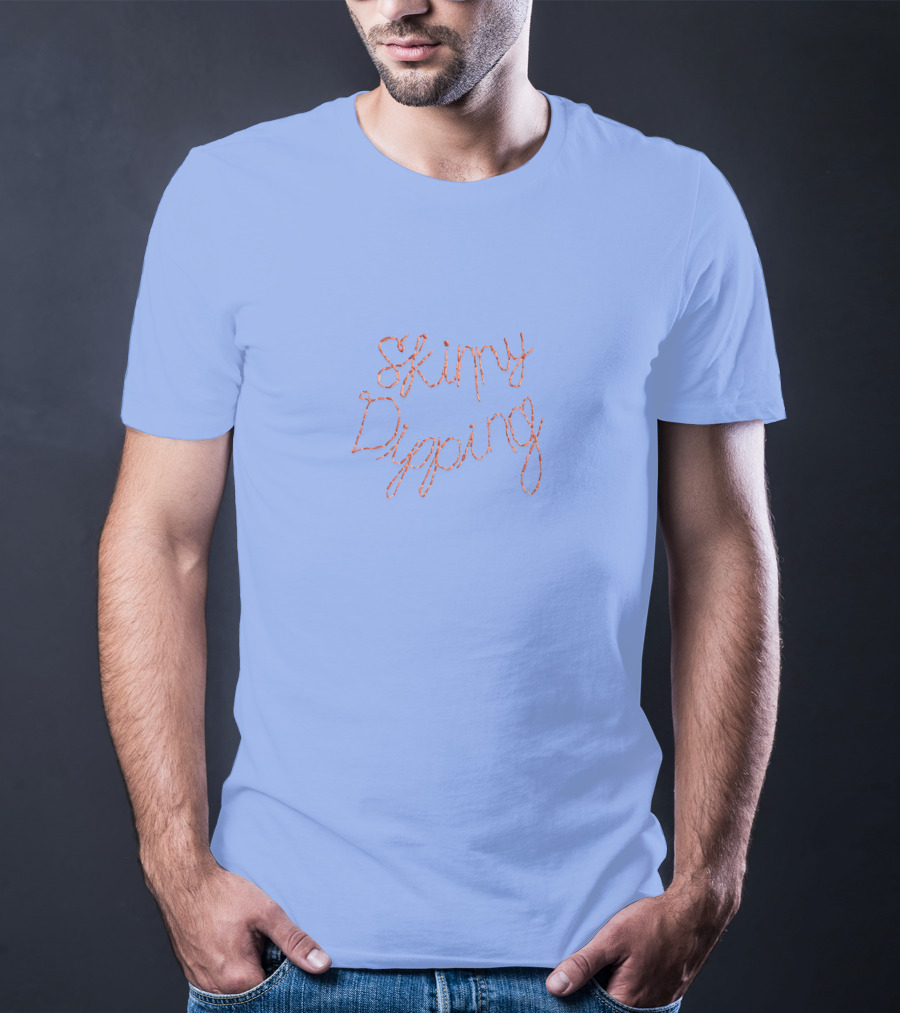 Skinny Dipping Pastel Lettering On Blue T-Shirt