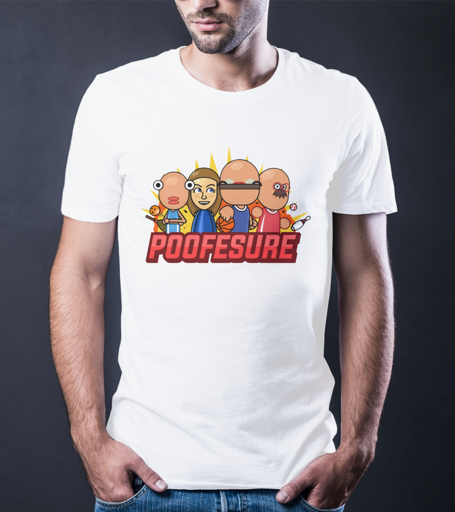 Poofesure Cartoon Characters Baseball Bowling Basketball Gaming Collection T-Shirt