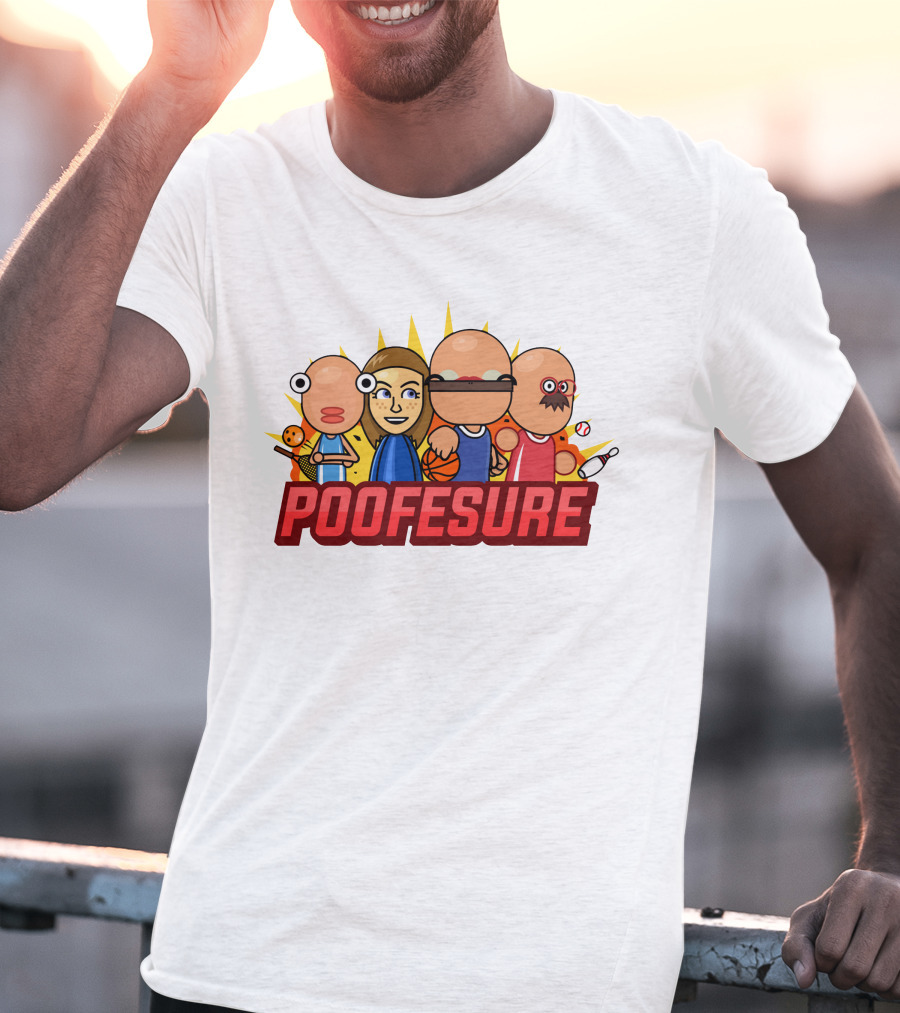 Poofesure Cartoon Characters Baseball Bowling Basketball Gaming Collection T-Shirt