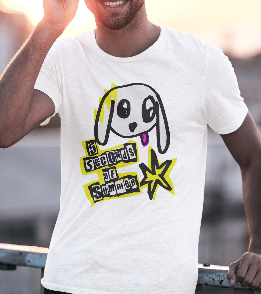 5 Seconds Of Summer Bunny Drawing With Star And Text T-Shirt
