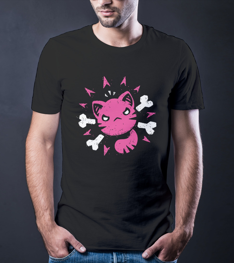Slime Rancher Merch Ferocious Feral Pink Cat Tony Kuchar T-Shirt
