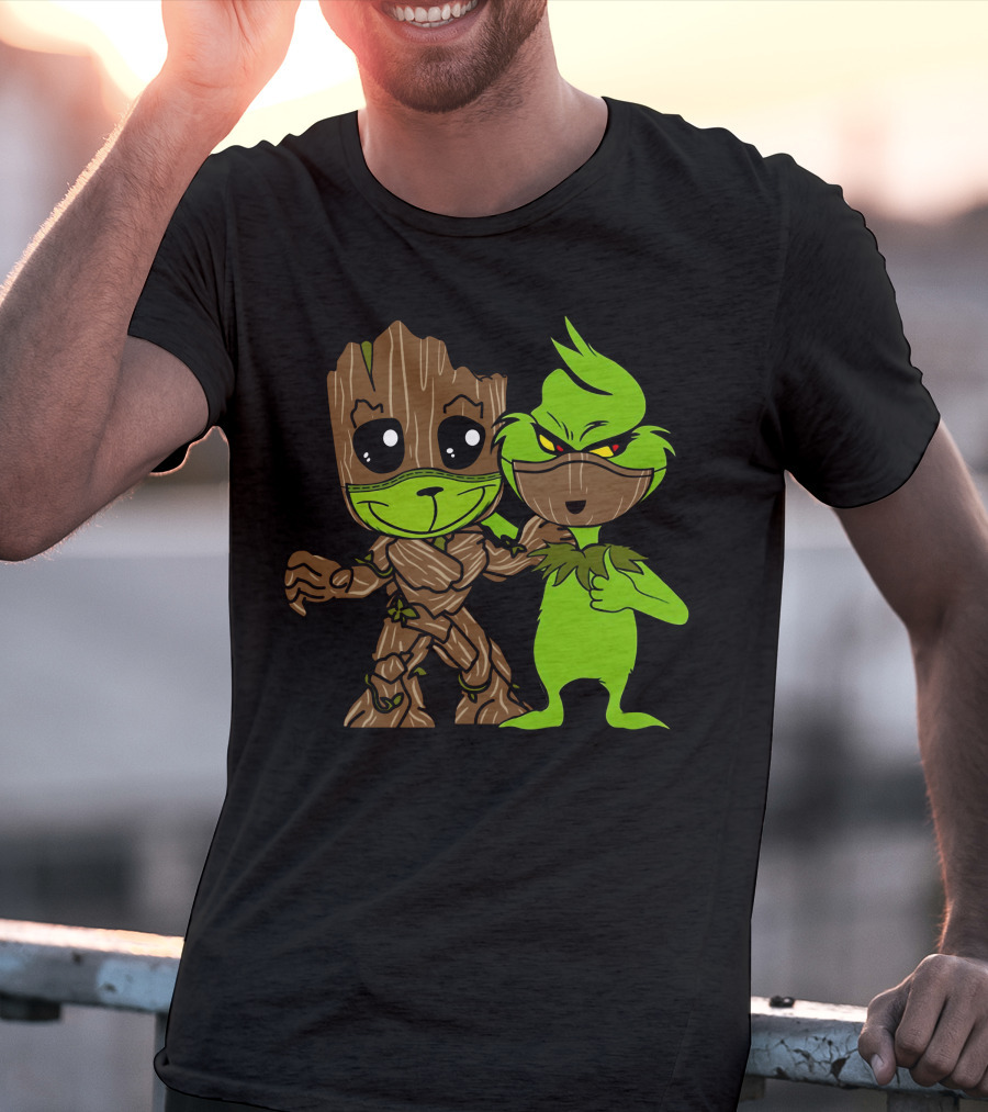 Groot Meets The Grinch Crossover Character Mashup T-Shirt