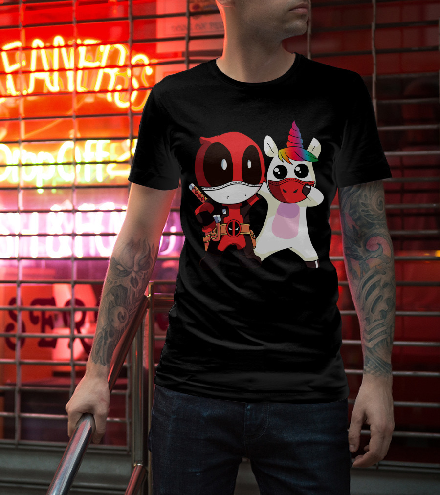 Deadpool Unicorn Rainbow Masked Duo Adventure T-Shirt