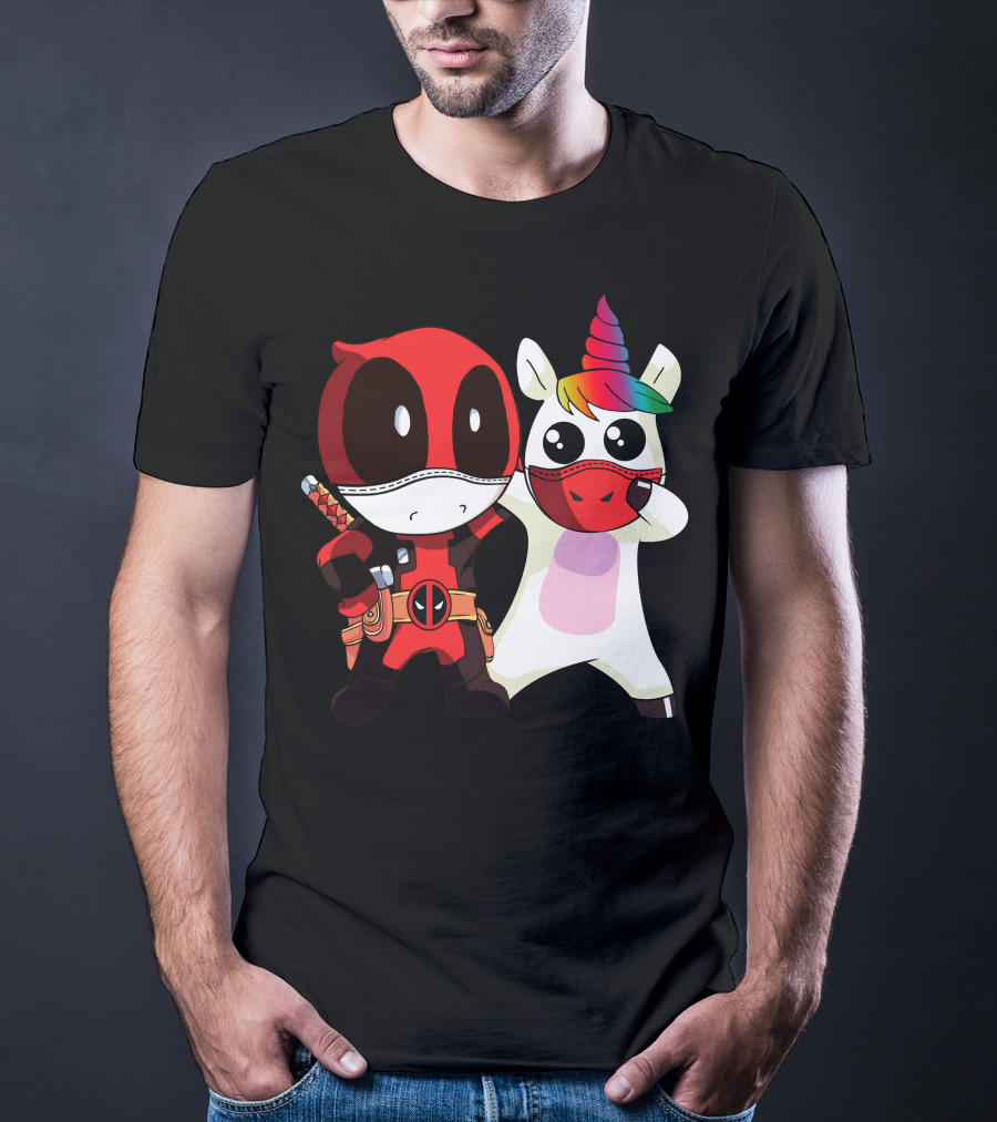 Deadpool Unicorn Rainbow Masked Duo Adventure T-Shirt