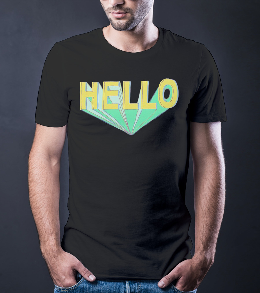 Shubble Hello Geometric 3D Text Merch T-Shirt
