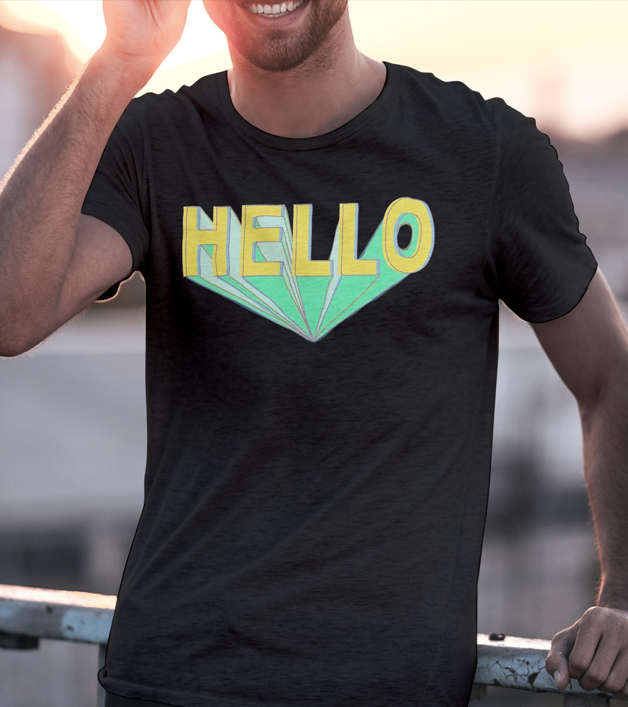 Shubble Hello Geometric 3D Text Merch T-Shirt
