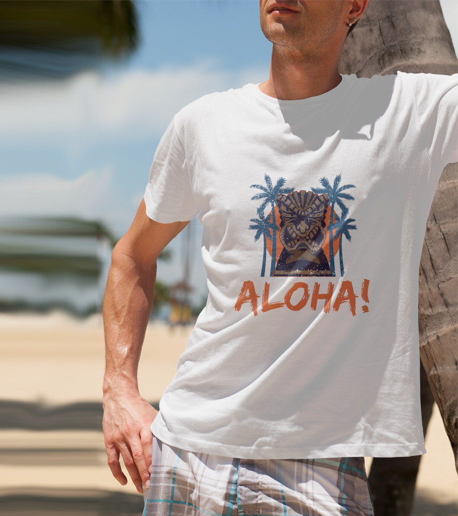 Aloha Tiki Mask With Palm Trees T-Shirt