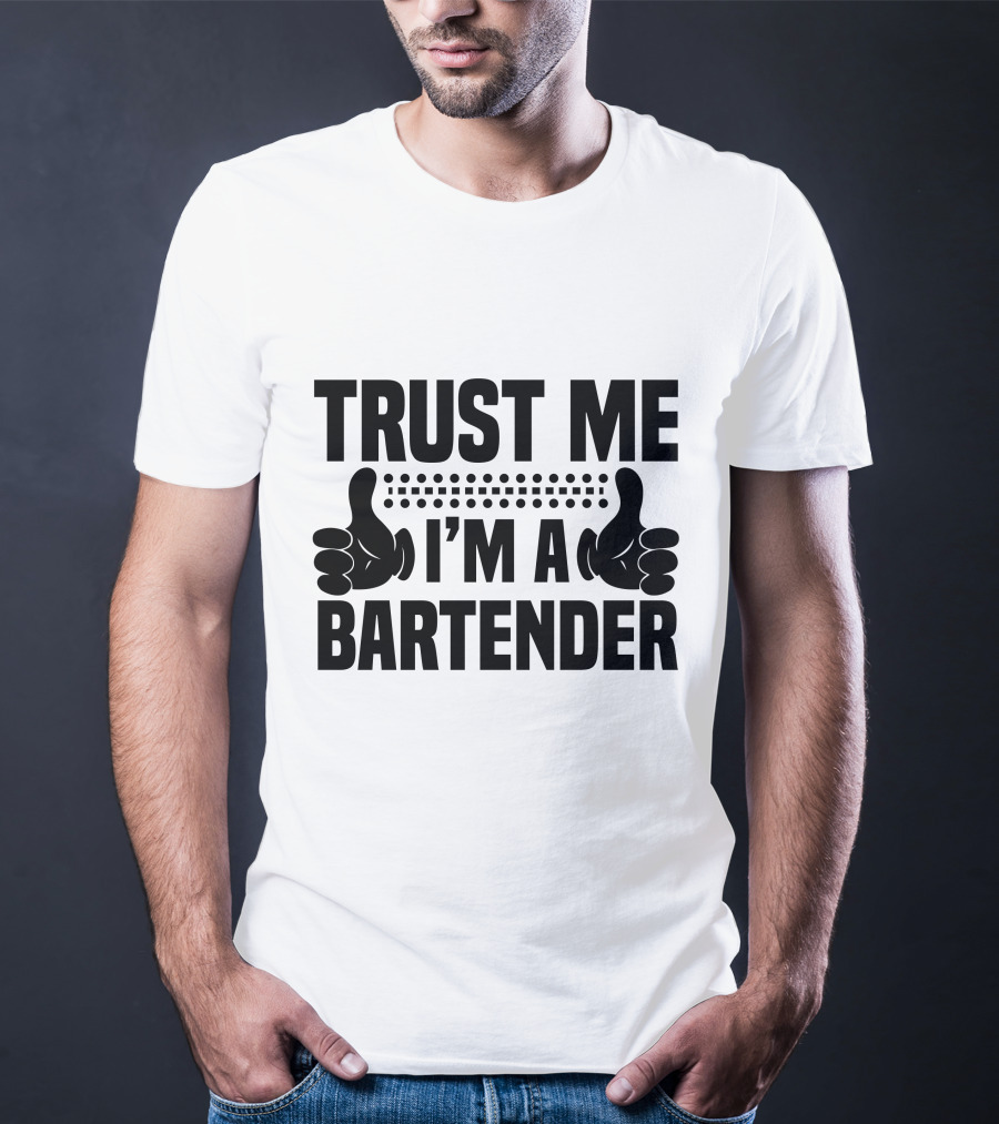 TRUST ME I'M A BARTENDER Thumbs Up Dotted Line T-Shirt