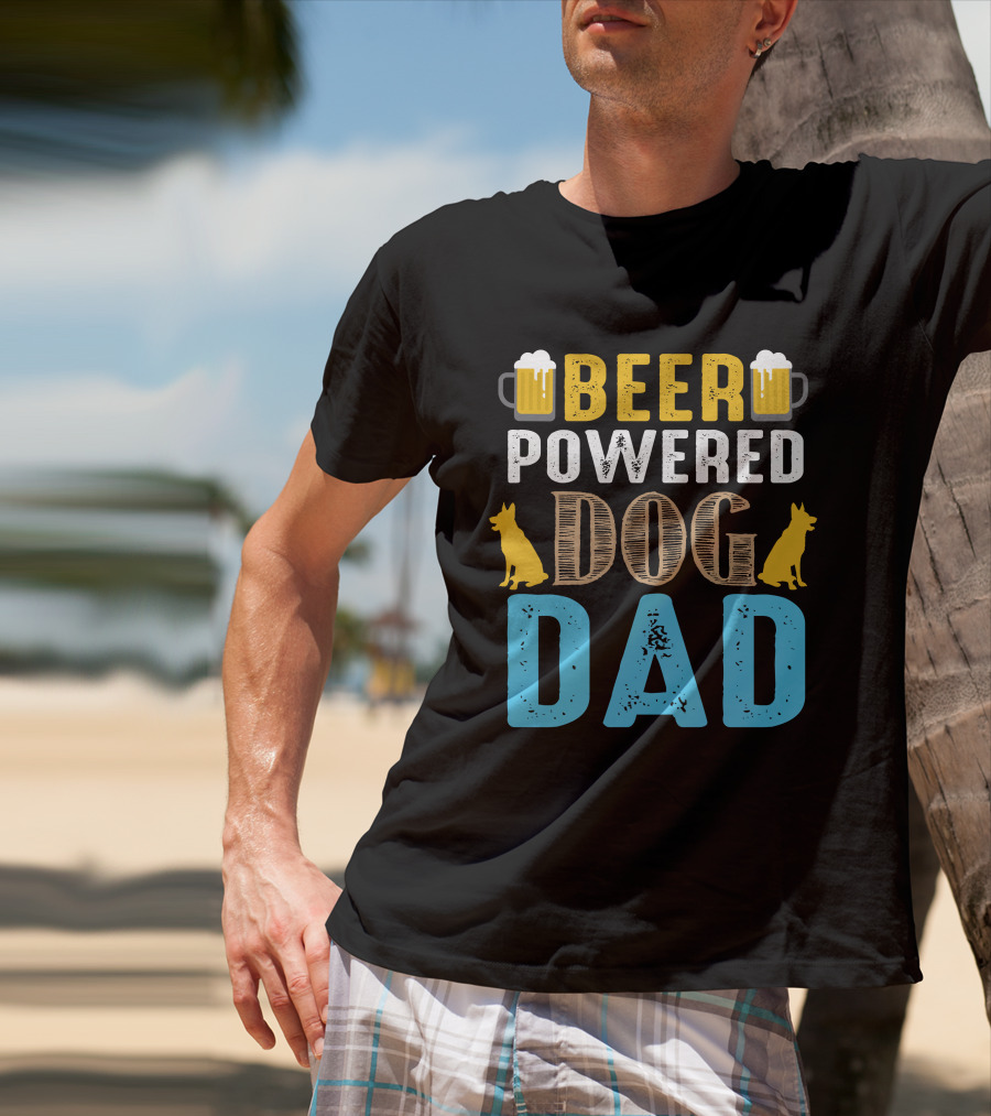 BEER Powered Dog Dad T-Shirt