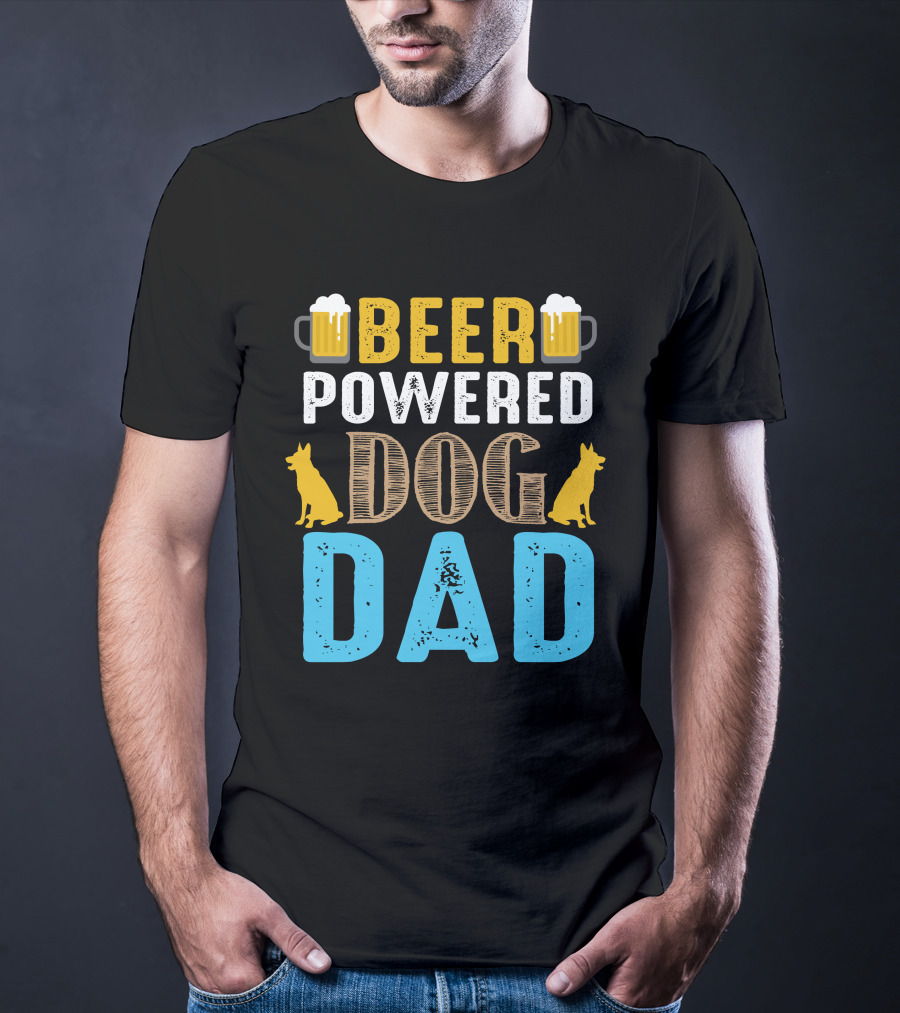 BEER Powered Dog Dad T-Shirt