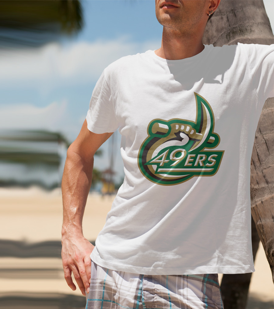 Charlotte 49ers Logo Green Gold Pickaxe Emblem T-Shirt