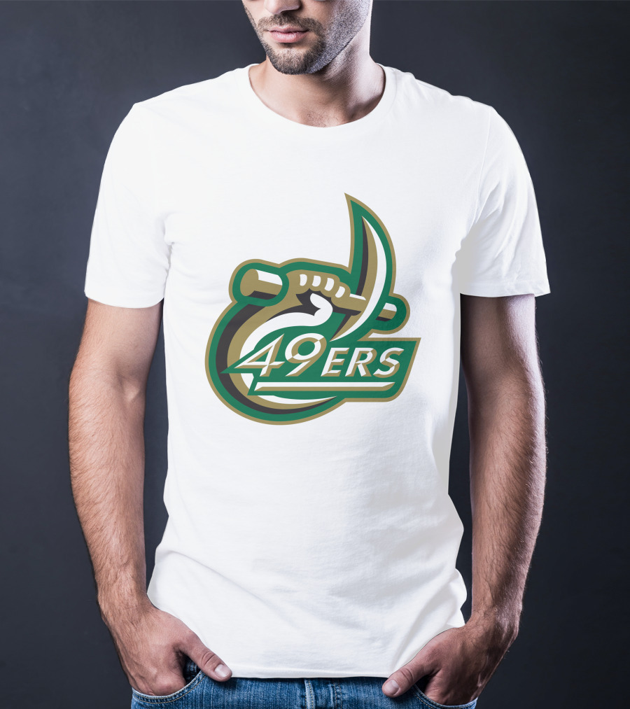 Charlotte 49ers Logo Green Gold Pickaxe Emblem T-Shirt