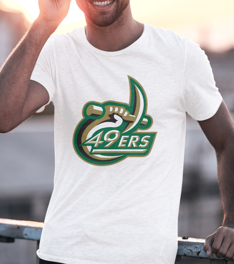 Charlotte 49ers Logo Green Gold Pickaxe Emblem T-Shirt