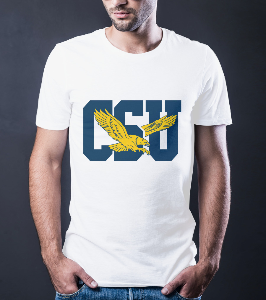 CSU Coppin State Eagles Logo Yellow Eagle Blue Letters T-Shirt
