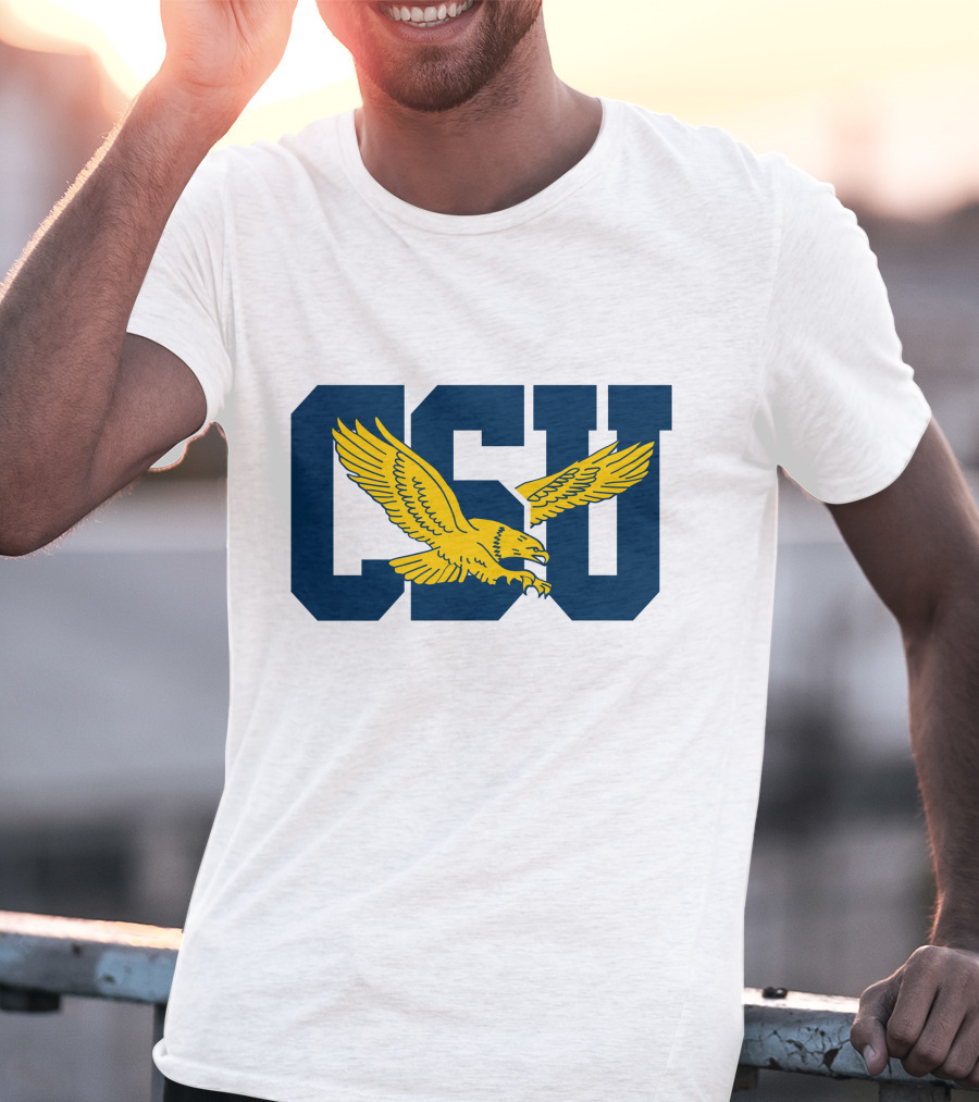 CSU Coppin State Eagles Logo Yellow Eagle Blue Letters T-Shirt