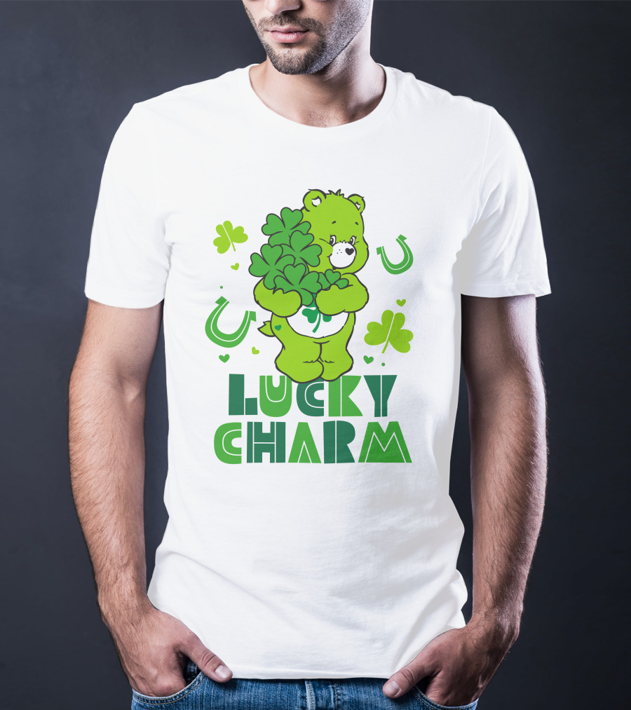 Lucky Charm Green Bear With Shamrocks And Horseshoes T-Shirt