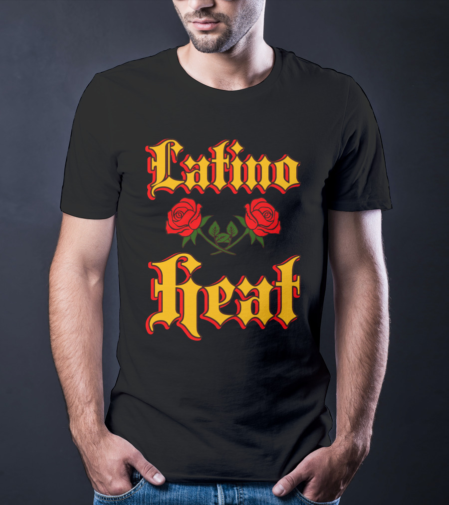 Latino Heat Red Roses Bold Font T-Shirt