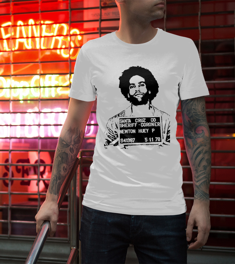 Huey Newton Santa Cruz County Mugshot 5-11-78 T-Shirt