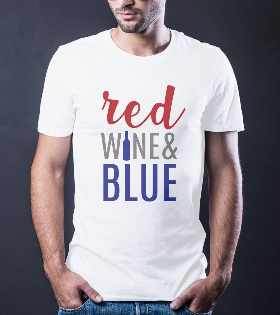 Red Wine Bottle And Blue T-Shirt