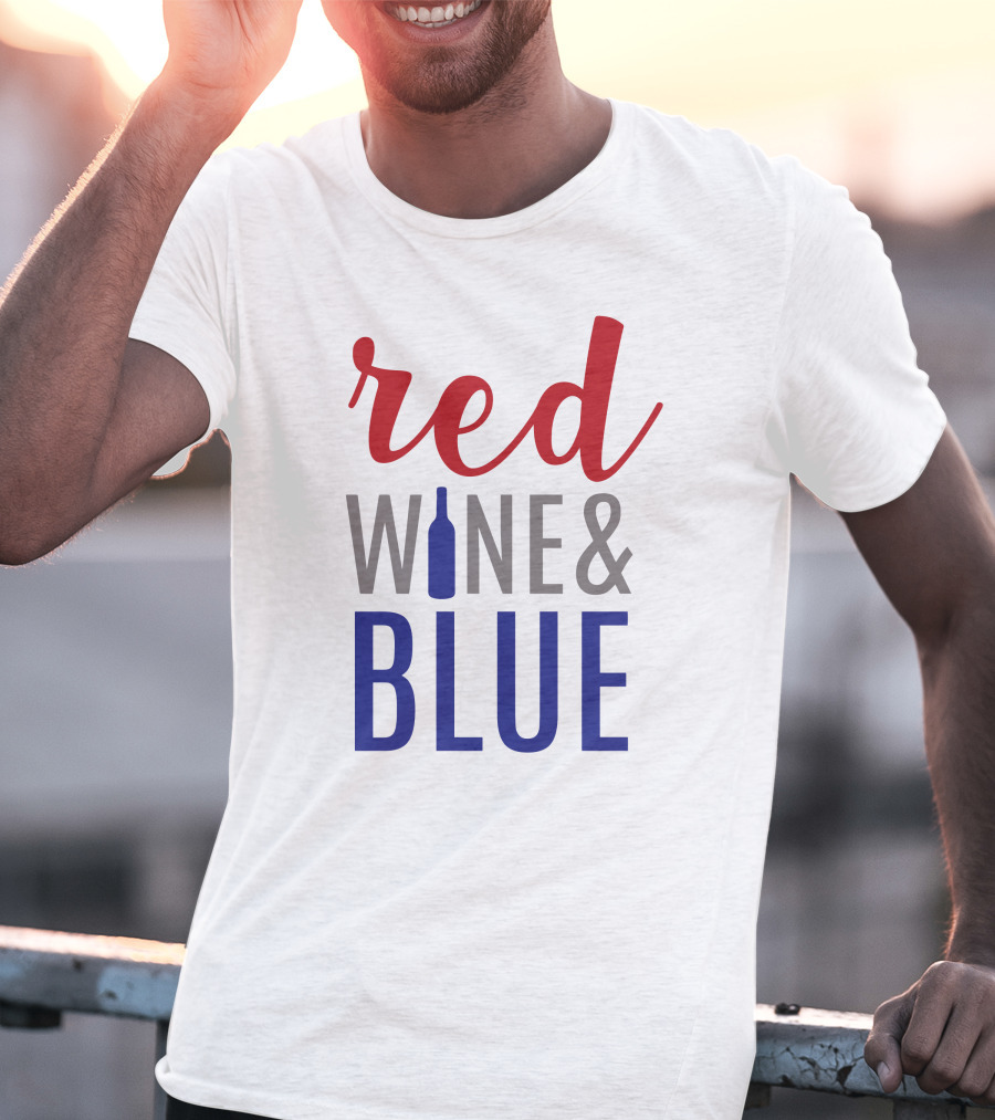 Red Wine Bottle And Blue T-Shirt