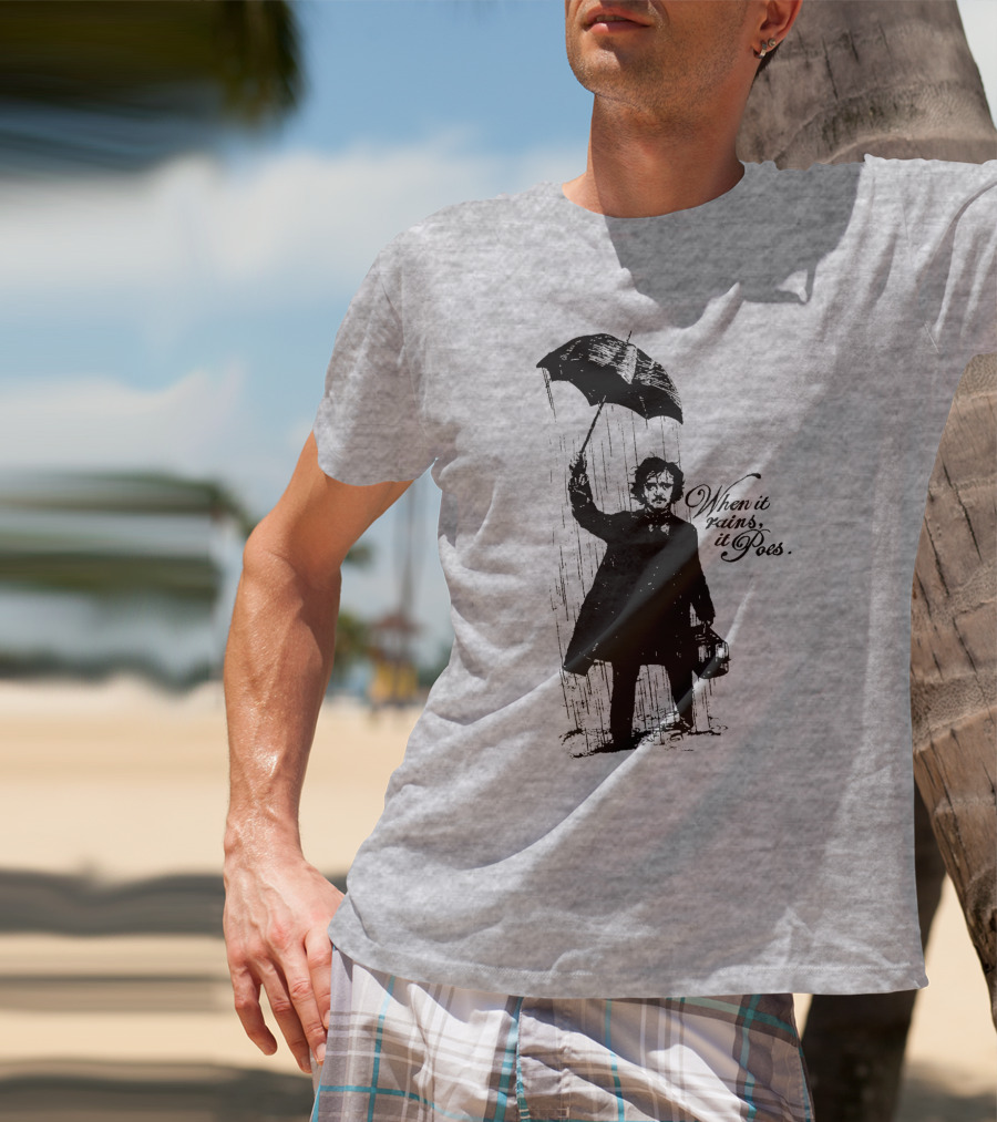 When It Rains It Poes Edgar Umbrella T-Shirt