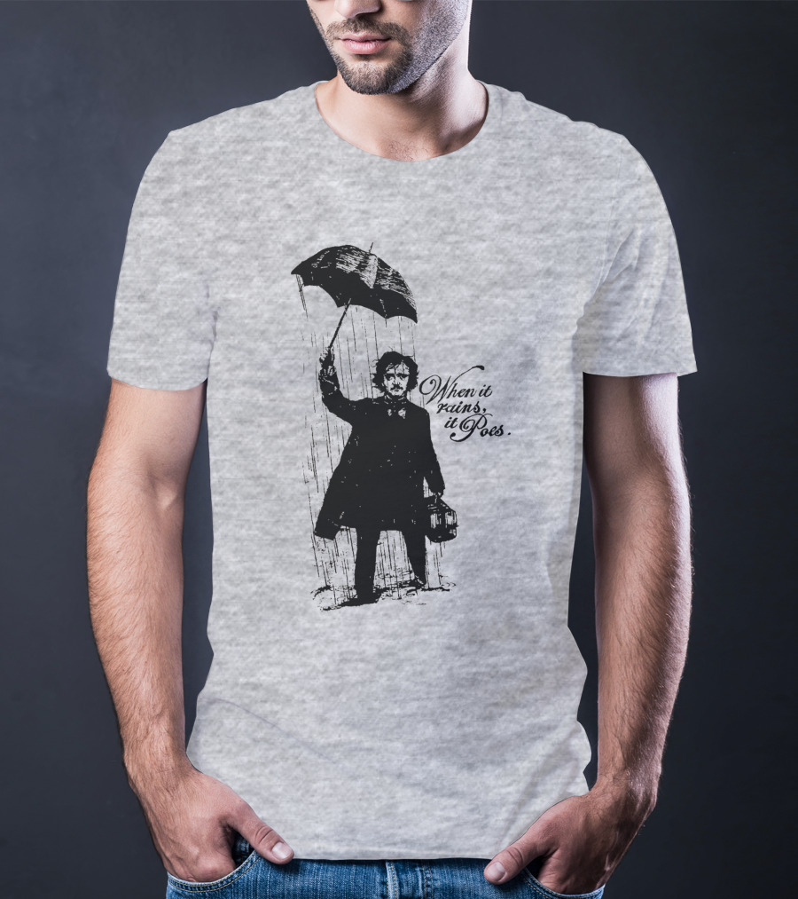When It Rains It Poes Edgar Umbrella T-Shirt