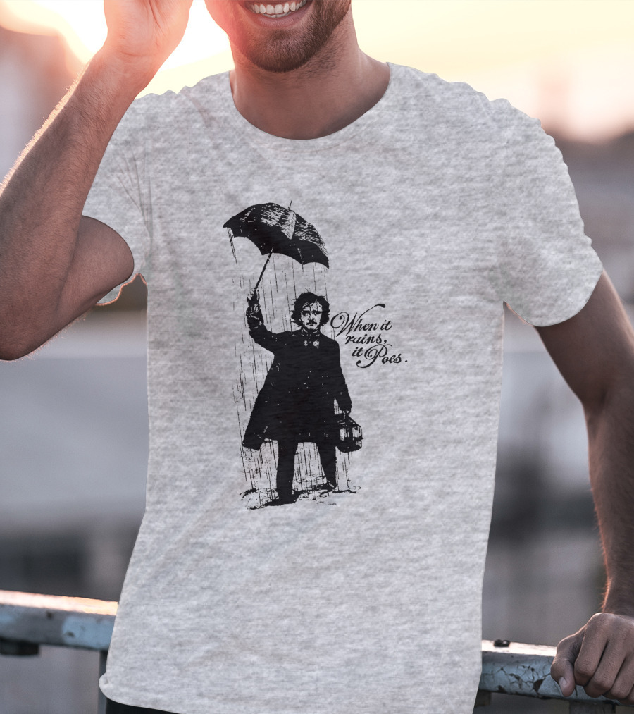 When It Rains It Poes Edgar Umbrella T-Shirt
