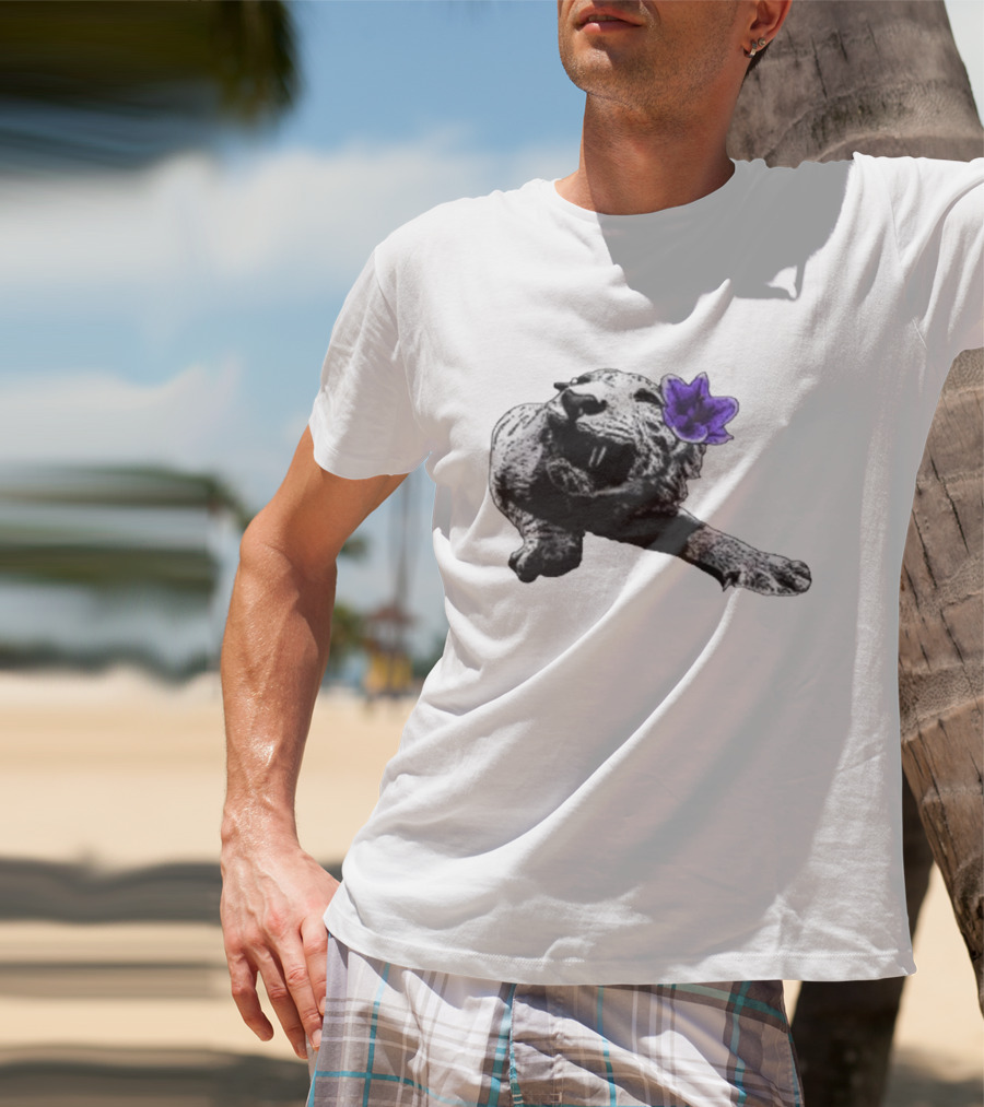 Spirit Blossom Wolf With Purple Flower T-Shirt