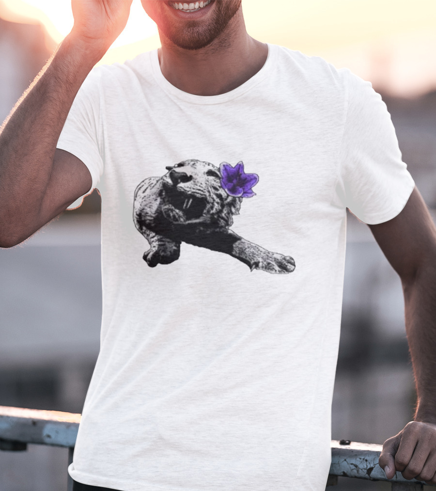 Spirit Blossom Wolf With Purple Flower T-Shirt