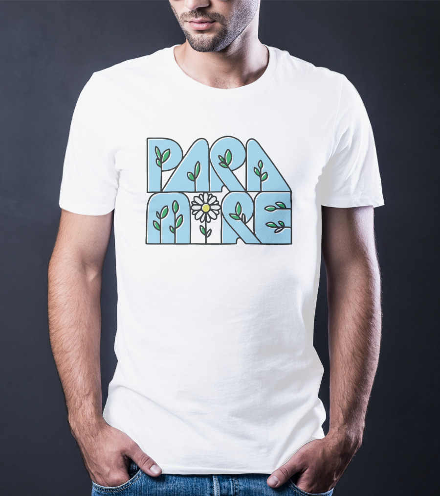 Paramore Flower Leaf Blue Text T-Shirt