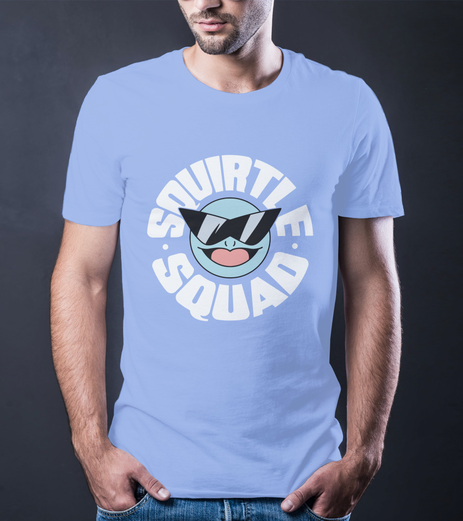Squirtle Squad Sunglasses Icon Blue Background T-Shirt