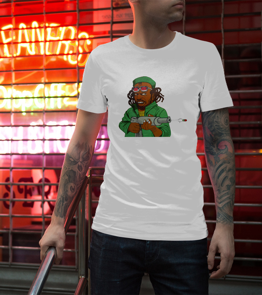 Earl Swea Merch Sick Character With Gun And Dreadlocks In Green T-Shirt
